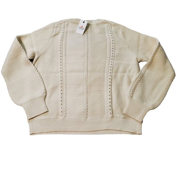 Marine Layer Jada Crewneck womens sweater ivory sz Medium pullover knit new - Picture 4 of 16
